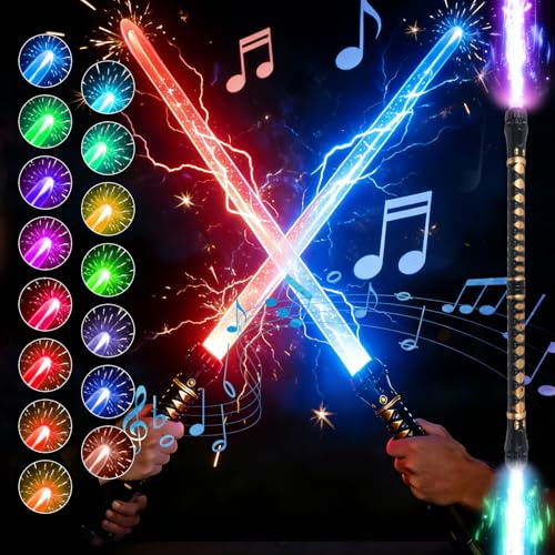 Mineup 2 Piezas Espada Laser, 2 En 1 Sable De Luz, 15 Colores Espada Láser Retráctil para Niños, Halloween, Guerra Galaxia, Cosplay