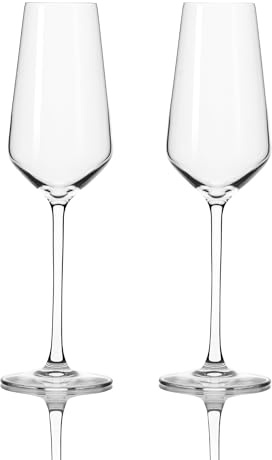 Cristal D'arques Ultime Sparkling Wine Glasses Set of 2-230ml Crystalline Sparkling Wine Flute Glassware, Slim French Design, Signature Chime, Dishwasher Safe