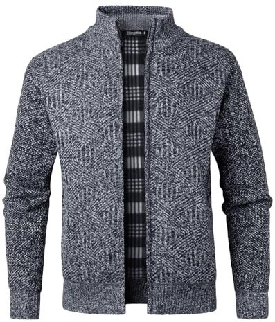 Btmpmcs Cárdigan de Hombre Cuello Alto Invierno Otoño Cálido Suéter con Forro Polar Chaqueta de Punto de Manga Larga Grueso Casuales Abrigo Cremallera Sudadera de Transición Jersey de Lana Outwear