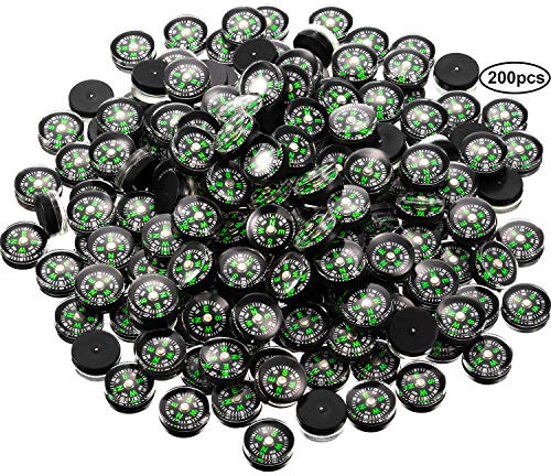 200 Pieces Button Compass Mini Black Survival Compass