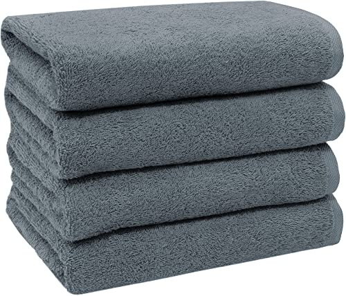ZOLLNER 4er Set Handtücher - weiche und saugstarke Gästehandtücher - waschbar bis 95°C - Baumwolle - 50x100 cm in grau