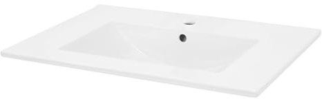 ECD Germany Lavabo à Encastrer de Salle de Bain, 710x465x175 mm, avec Trop-Plein et Trou de Robinet, en Céramique Blanc, Rectangulaire, Vasque Encastré Évier Lave-Mains de Lavage Bassin de Toilette