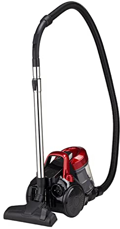 KHG Staubsauger BS-704OT in schwarz/rot mit 700W, 2L Staubbehälter, Multi-Cyclon Technik, HEPA-Filterschutz, umschaltbare Bodendüse, Kombidüse, automatische Kabelaufwicklung, Energiesparmotor