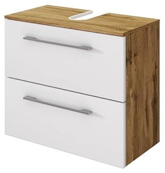 Waschbeckenunterschrank Sefa, 60 cm, 1 Tür & 1 Schublade – Eiche/Weiß