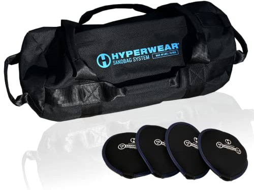 HYPERWEAR Verstellbares Sandsack-System, 18 kg, robust, mit Griffen, vorgefüllte Sandglocken, Größe SM (4 x 10 lbs)
