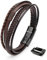 SERASAR Armband Herren Leder Braun 20cm - Lederarmband Männer Armreif Herrenarmband Herrenschmuck Flecht Wickelarmband Kette Armbändchen Men Leather Bracelet für Ihn
