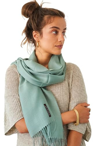 Apikuna® Premium Schal aus 70% Baby Alpaka, 30% Seide (200x70cm, Mintgrün) – Eleganter Pashmina für Damen & Herren, alle Jahreszeiten – Perfekt für besondere Momente