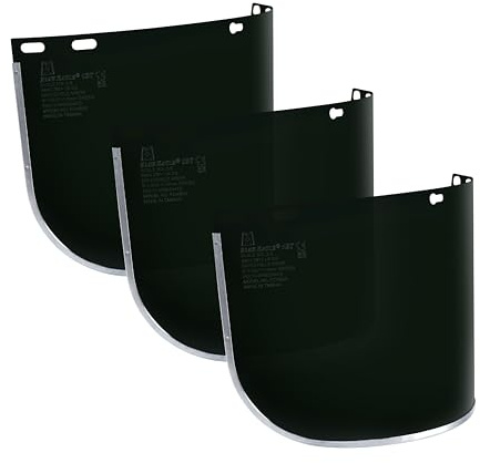 Blue Eagle Faceshield Replacement UV Visors (FC48G5) | Dark Green | UV Filter Level U6 (ANSI), 2-5(EN) | Polycarbonate | 3 PCS