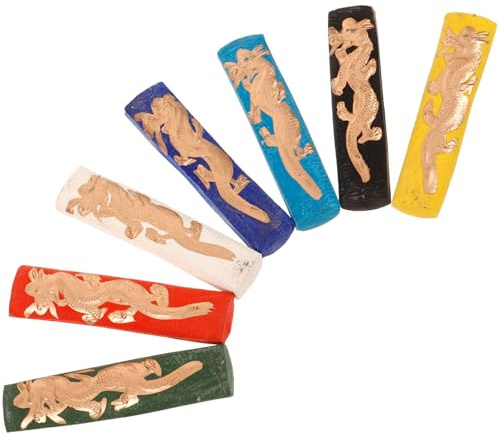 NUOBESTY Hukaiwen Bloc D'encre 7 Couleurs Ensemble De Bâtons D'encre Pigmentée Motif Dragon Pour La Calligraphie Et La Peinture Traditionnelles Chinoises Japonaises Pratique Du Dessin