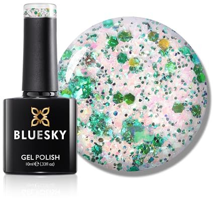 Bluesky Gel Nail Polish 10ml, Emerald Shimmer - SPZ09, Green Gel Nail Polish for 21 Day Manicure, Professional, Salon & Home Use, Requires Curing Under LED UV Nail Lamp