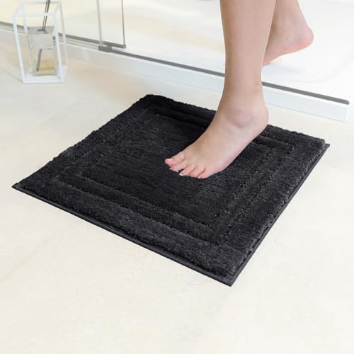 Decomira Alfombra de Baño Antideslizante | Alfombrilla súper Absorbente y Lavable a máquina | para el baño, la Ducha, la bañera o como Alfombra WC | Negro - 45x45 cm