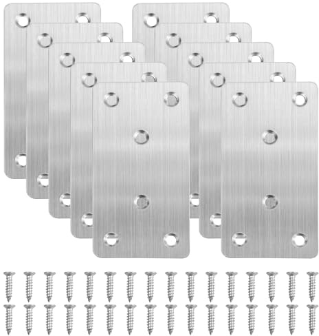 10 Pezzi Piatta Staffa Fissaggio 100x50x2 mm, Connettori per Legno Metallo, Connettore Piatto in Acciaio Inossidabile, Piastra di Riparazione Piana, Piastra Staffa Angolare Piatta Perforato
