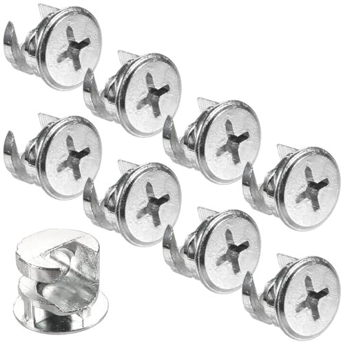 Aililong 8 Stück Möbelverbinder mit Exzenter, 13x11mm Verbindungsbeschlag Nockenverschraubung für Schränke, Regale, Tische, Starke Zinklegierung mit Kreuzschlitz für einfache Installation.