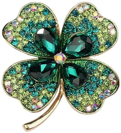Yotlein Broche Ropa, Trèfle à Quatre Feuilles Bro-che, Broche En Cristal Pour Femmes, Accessoires De Bijoux Elégants En Strass, pour Femme Chapeau Sac Mariage Anniversaire éléGant Robe Accessoires