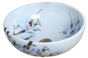 YQINQIN83B Fregadero de baño Lavabo de cerámica Pintado a Mano a Prueba de Salpicaduras for baño, balcón, Lavabo sobre encimera. Lavabo de tocador