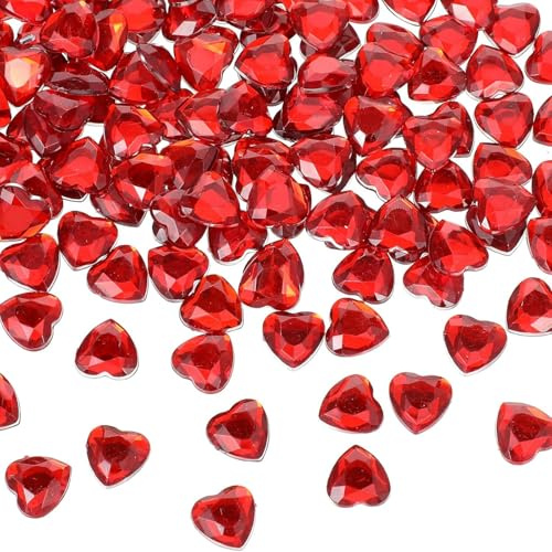 Lankai 200 Pezzi Cuori In Cristallo Diamante, Strass Acrilico a Forma Di Cuore 12 Mm, Cristalli Diamante Rossi, Decorazioni Sparse Per La Tavola Di Nozze, Creazione Di Gioielli, Biglietti Fai Da Te