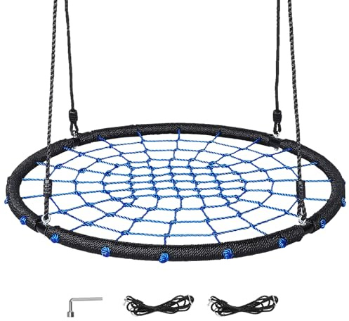 47 Spider Web Tree Swing - Adjustable Height, 200kg Capacity, Safe and Durable Swing for Children Indoor/Outdoor Use (Blue-120cm)