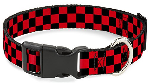 buckle-down Checker Black/HT rosso plastica clip collare, 1/5,1 cm x 9 – 38,1 cm/grande
