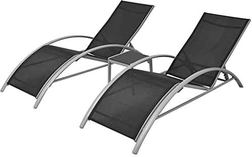 vidaXL Gartenliege Alu 3-TLG. Sonnenliege Saunaliege Liegestuhl Liege mit Tisch