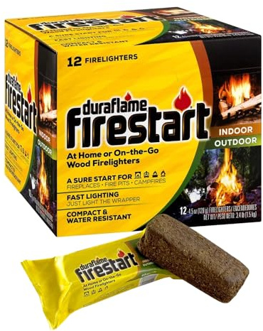 Duraflame Firestart Indoor/Outdoor Firelighters - Quick Ignition for BBQ, Fireplace, Fire Pit and Campfires