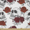 ABAKUHAUS Halloween Stoff als Meterware, Roses Gothic Schädel, Microfaser Stoff für Dekoratives Basteln, 1M (230x100cm), Grau
