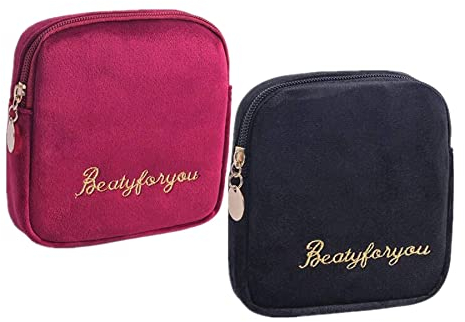 2 Stücke Damenbinde Tasche Tampons Sammeln Taschen,Stillkissen, Slipeinlagen, Damenbinden und Makeup Pads (Mehrfarbig C)