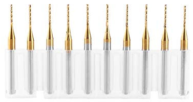 Akozon Frese a Candela, 10pz Punta Fresa Trapano Fresa per Pantografo Drill Milling Cutter Finitura Titanio Carburo di Tungsteno Mulino Punte per Incisione Frese 3,175mm * 1mm
