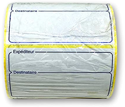 M-13 Rouleau de 1000 Etiquettes d'expédition avec Mention  expéditeur/destinataire imprimée colle permanent fort - étiquette d'expédition écriture manuelle - Format étiquette : 12 x 7Cm
