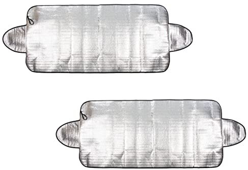 Invero Set of 2 Auto Windscreen Covers - Heavy Duty Ultra Thick Protective Window Screen Cover - Snow, Ice, Frost, Sun, UV, Dust and Water Resistant for Cars and Vans (190cm x 70cm)