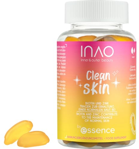 essence INAO Inner and Outer beauty Clean Skin | Nahrungsergänzungsmittel | Vitmain C, B7 und Zink | Vegane Gummibärchen | 60 Stück