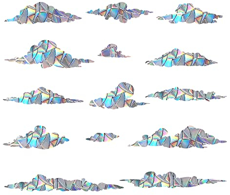 Prisma-Fensteraufkleber für Vogelschläge, Anti-Kollisions-Aufkleber, Stoppt Vögel, die in Fenster fliegen, (Cloud, 14 Stück)