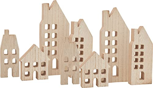 VBS 8er-Pack Häuser-Silhouetten mit Fenster Weihnachtshaus Holzhäuser Winterdorf