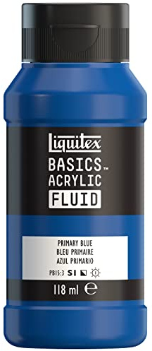 Liquitex 8870399 Basics Fluid - Peinture acrylique à consistance fluide, à séchage rapide, résistante à la lumière, imperméable, à base d'eau, Flacon de 118 ml, Bleu Primaire