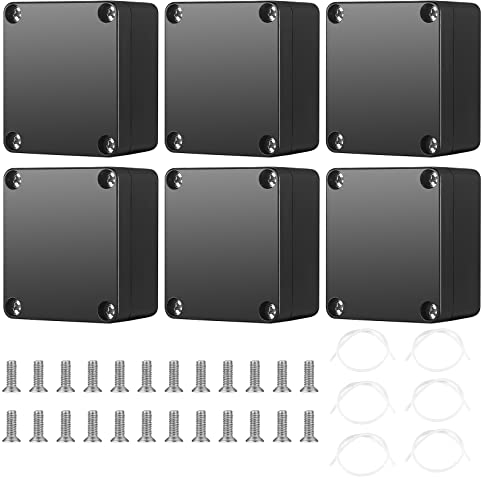 6 Pcs Boîte de Dérivation étanche IP68, Boîte de Jonction électrique Extérieure Imperméable, Boîtier électrique de Câbles Presse-étoupes (noir, 63x58x35mm)