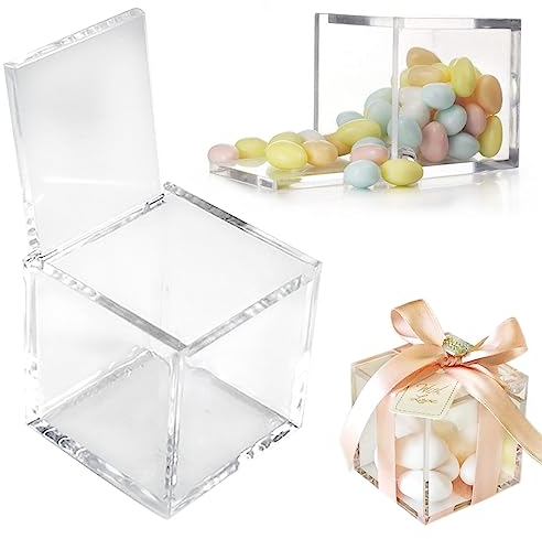 Doni Bomboniere 40 plexiglas Box 5x5x5 gastgeschenke Hochzeit Kindergeburtstag Jugendweihe Taufe Kommunion Geburt kleine dankeschön geschenkbox durchsichtig acrylbox Pralinen transparente würfel