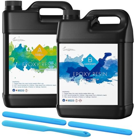 Epoxiharts set 6 l epoxiharts med hårdare 1: 1 förhållande glasklar gjutharts med guldfolie, handskar, mätkopp, träpinnar, pipetter, droppmunstycke harts gjutning set för trä, smyckestillverkning