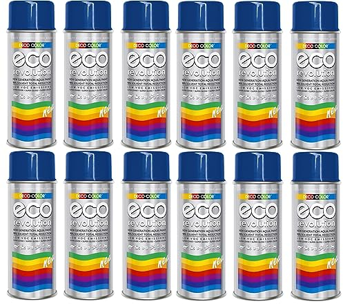 Fahrzeugteile Hoffmann 12er Sparpack Deco Color ECO Lackspray glänzend oder matt 400ml nach RAL freie Farbauswahl (12 Dosen ECO RAL 5010 Dunkelblau Glanz)