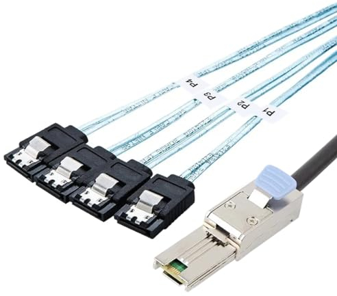 Bolwins P84CS Mini SAS 26P SFF-8088 zu 4 SATA Splitter Kabel, 1m – Mini SAS auf SATA Datenkabel für Festplatten, Verbindung zwischen Mini-SAS-Controller und SATA-Laufwerk