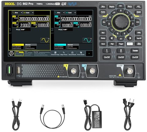 RIGOL Signalgenerator,DG902 Pro Funktionsgenerator,70 MHz,2 Kanäle,16-Bit-Auflösung,7-Zoll-HD-Touchscreen,Unterstützt Powerbank-Stromversorgung,Für Vor-Ort-Tests und Laborschulungen