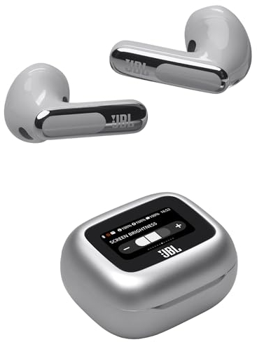 JBL Live Flex 3, Wireless Earbud Headphones with Bluetooth, 50h Battery Life, True Adaptive Noise Cancelling and High-Resolution JBL Signature Sound, IP54 Waterproof, Open-Back Stick Design, Silver