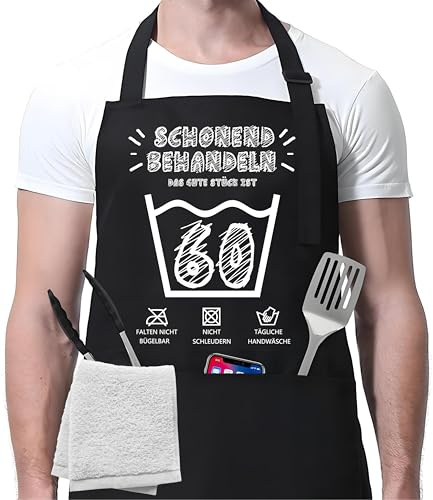Tablier de barbecue amusant pour homme - Cadeau d'anniversaire pour lui - 60e anniversaire - Tablier de cuisine avec inscription en allemand - Cadeau d'anniversaire pour hommes de 60 ans - Accessoires