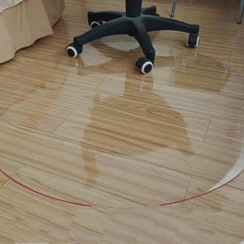 Alfombrilla Protectora para Suelos de PVC,Protector Suelo Transparente,Protector Suelo Silla Ruedas Redonda,Alfombra Protectora de Piso de Madera Dura,Debajo Escritorio (65cm,1.5mm)