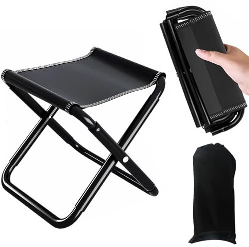 LANZLC Camping Klapphocker, Fußhocker Outdoor, Klappbar Falthocker Tragbarer mit Aufbewahrungsbeutel, Campingstuhl Faltbar Campinghocker Leicht Sitz Falthocker für Reisen Angeln Wandern Grillen Strand