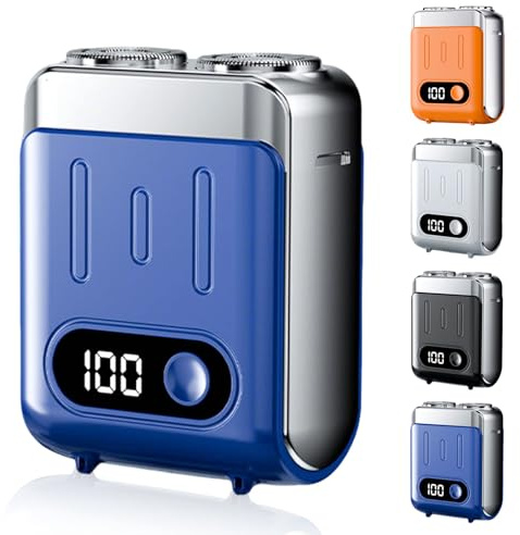 Electric Razor for Men, 2025 Upgraded Men's Portable Mini Rotary Electric Shaver, Wet & Dry Head Shaver, Shavers Cordless Rechargeable, Beard Trimmer for Men (Blue)