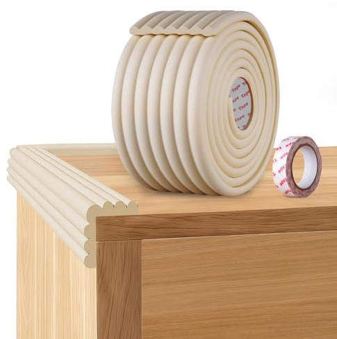 NUTKIT 200cmx 80mm Universale Protezioni, Protezione dei Bordi, Autoadesiva, Extra Spesso Striscia Protezione, Pellicola Protettiva per Bordi Del Bambino, per Bambini e Neonati e Vecchio-Bianco Avorio