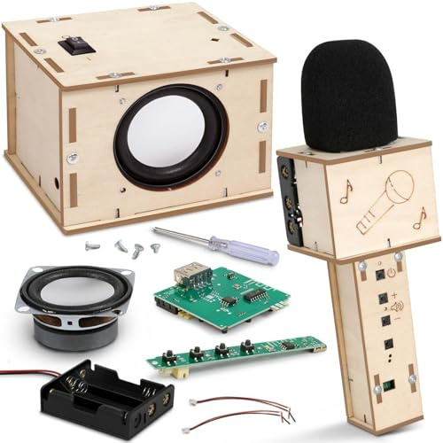Stem Projects Machine de karaoké pour garçons âgés de 8 à 12 ans, 12 à 14 ans, kit scientifique à construire soi-même haut-parleur Bluetooth et microphone, kit électronique pour enfants de 9 à 12 ans