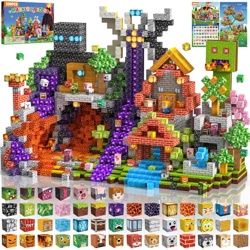 Magnetic Building Blocks 330 PCS 2CM Magnetic Blocks, 3+ STEM Montessori Sensory Toys for 3 4 5 6 7 8 9 10 11 12 8-12 Years Old Boys and Girls Birthday Gifts