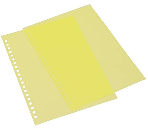KKPLZZ 50 Protectores de Hojas A5, Cubierta de Encuadernación de Papel de Plástico PP Translúcido Mate con 20 Agujeros para Informes de Cuaderno de Presentación (Amarilla)