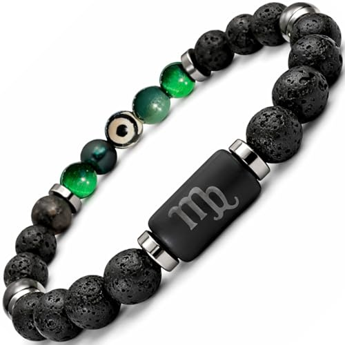 TEJO Pulsera Virgo Hombre – Signo Zodiacal – Piedra Natural – Regalo Astrológico (Virgo, M)
