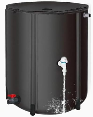Barril De Lluvia Plegable,Tanque De Almacenamiento De Agua Portátil con Soporte Y Grifo,Sistema De Recolección De Agua De Lluvia De Jardín De PVC,Diseño A Prueba De Fugas(Black,200L)